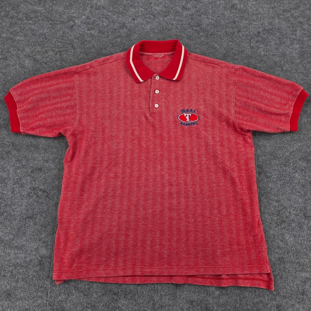 Texas Rangers MLB Polo Shirt Mens Red Short Sleeve Embroidered Logo Size XL